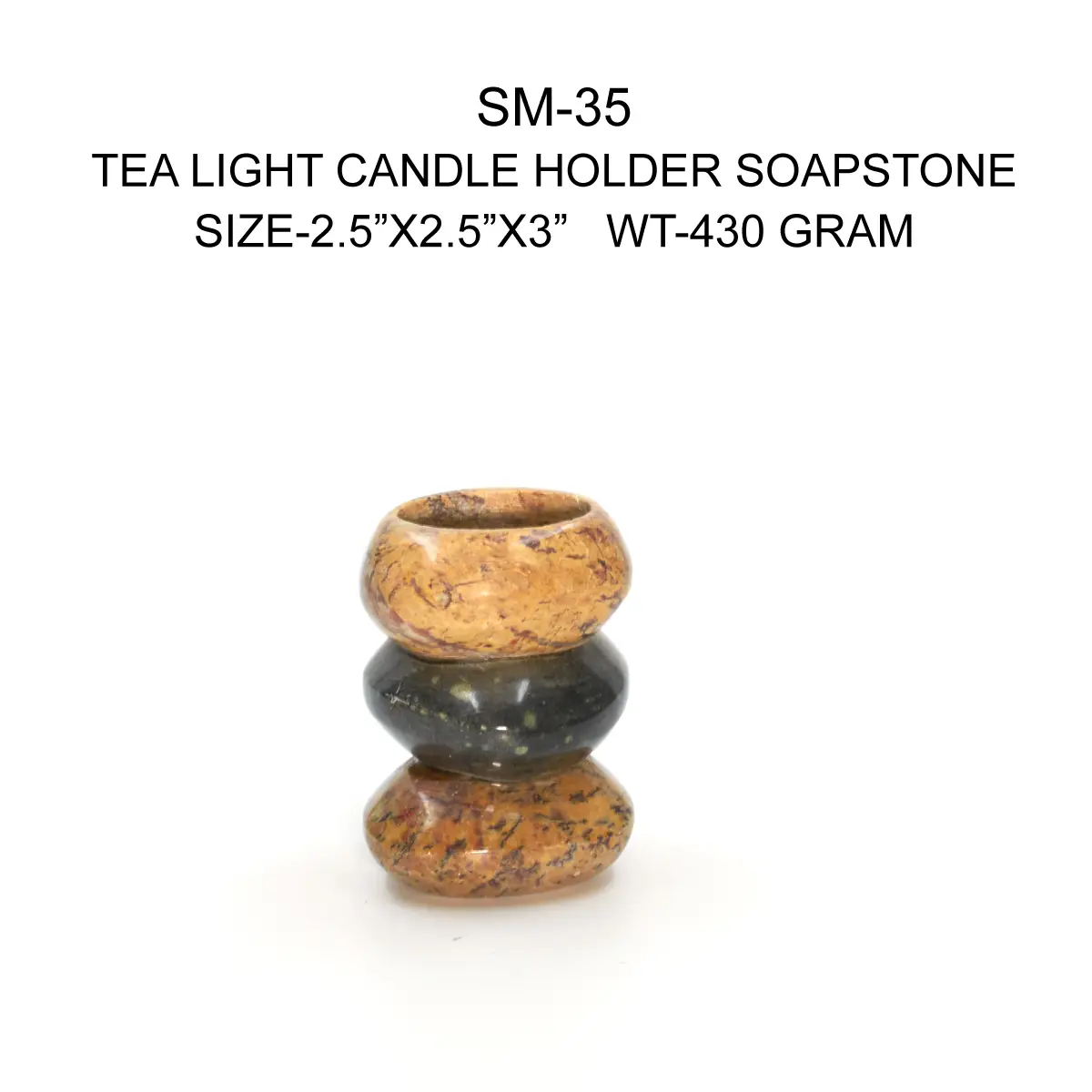 T.LIGHT CANDLE HOLDER SOAPSTONE